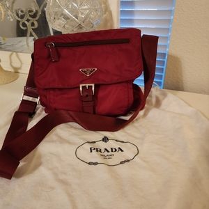 PRADA Prada shoulder bag BT8994 nylon CERISE red messenger flap belt